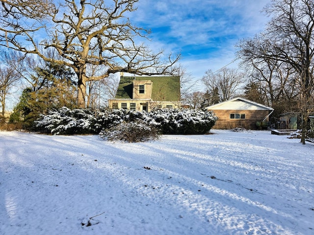 view of snow covered exterior