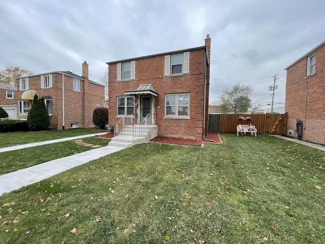 front facade with a front lawn