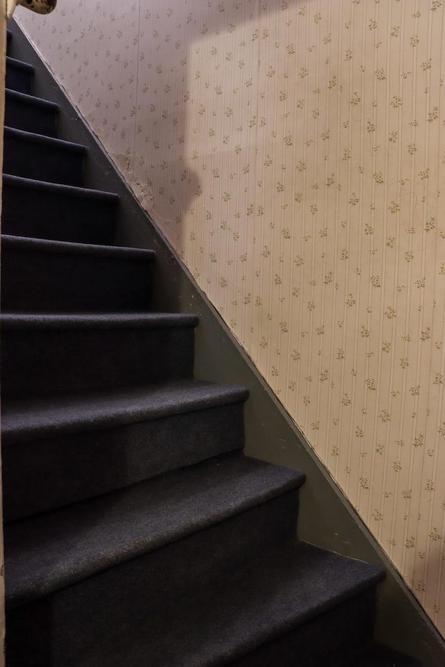 401 Ash Ave, Morrison, IL 61270 - stairs featuring wallpapered walls
