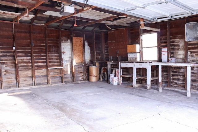 garage with a garage door opener