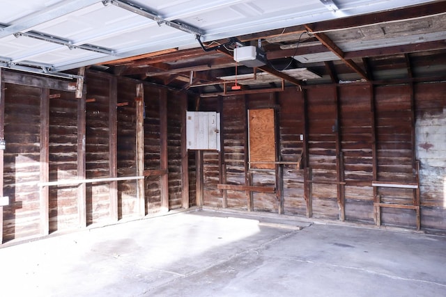 garage with a garage door opener