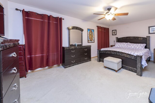 3616 Thomas Ct, Plano, IL 60545 - bedroom with light carpet and a ceiling fan