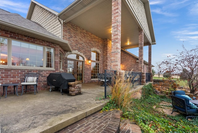 view of patio / terrace with a grill