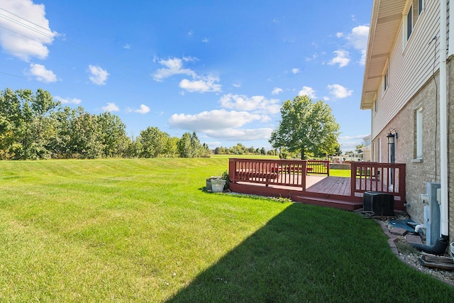 view of yard with a wooden deck