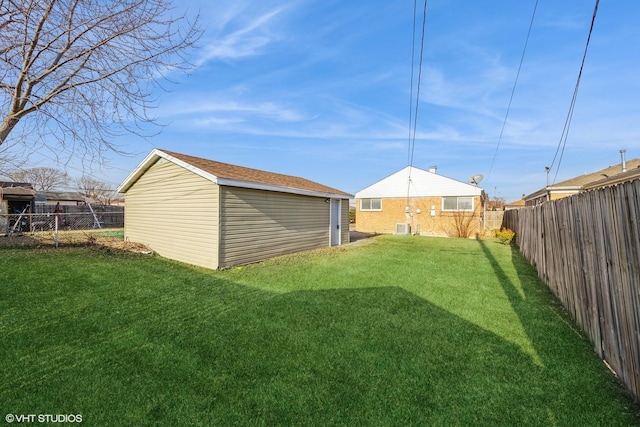 view of yard with a storage unit and central air condition unit