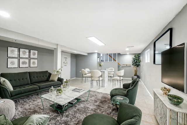 view of tiled living room