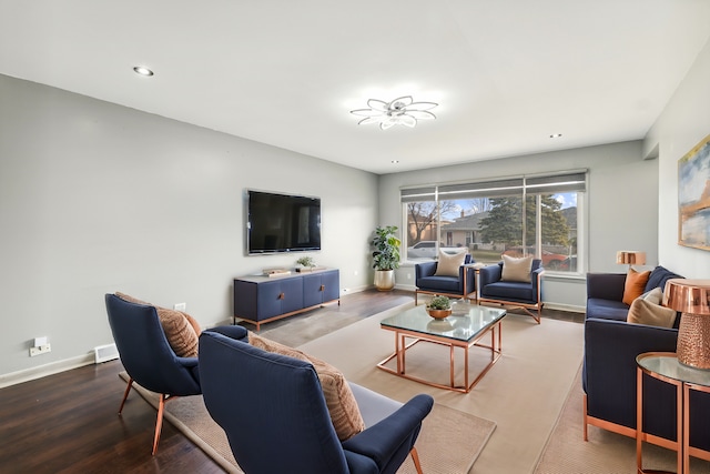 living room featuring wood-type flooring