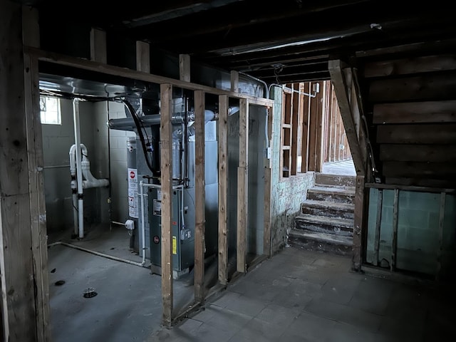 basement with gas water heater