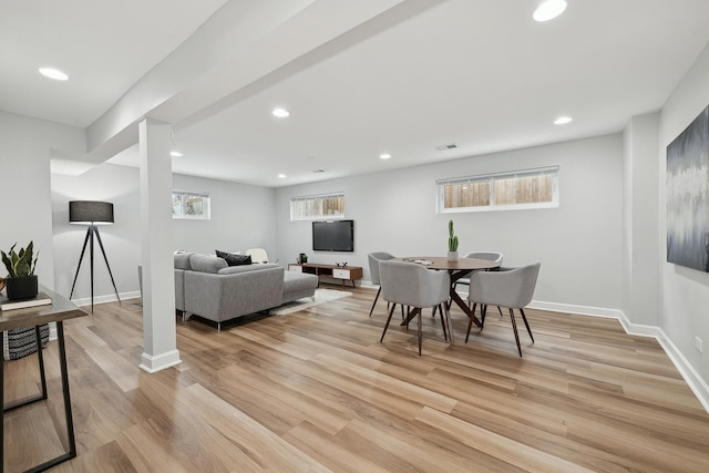 living room featuring light hardwood / wood-style floors