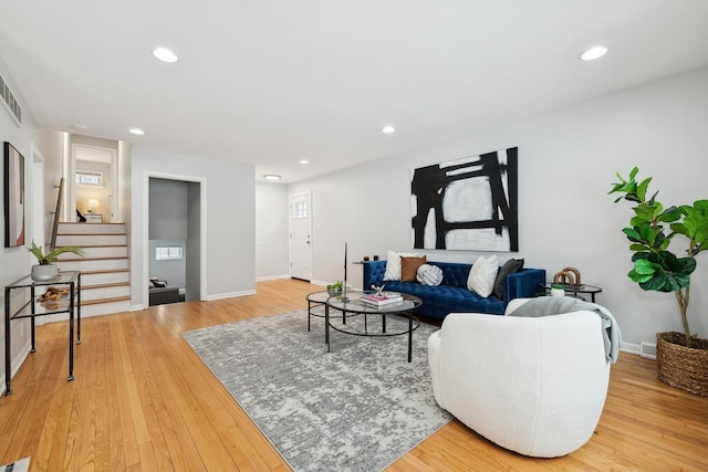 living room featuring wood-type flooring