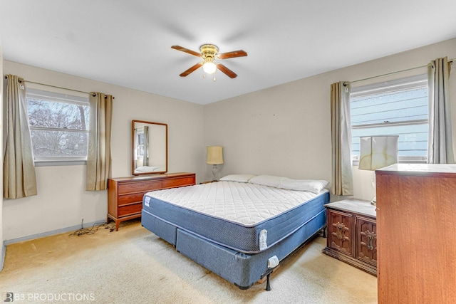 bedroom featuring carpet flooring and ceiling fan