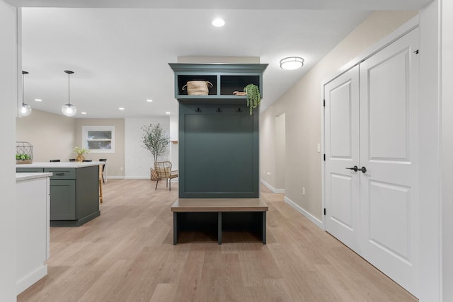 mudroom with light wood-type flooring