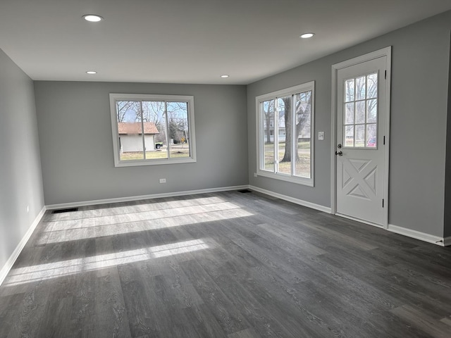 interior space featuring dark hardwood / wood-style flooring and plenty of natural light