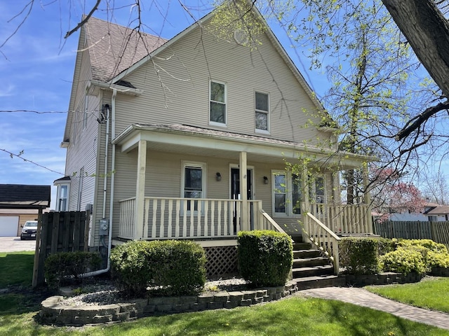 view of front facade featuring covered porch