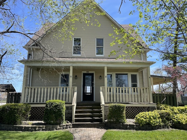 view of front facade featuring covered porch