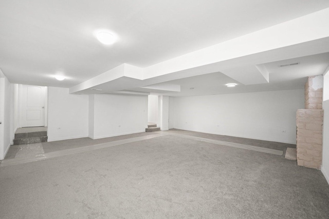 basement with carpet floors