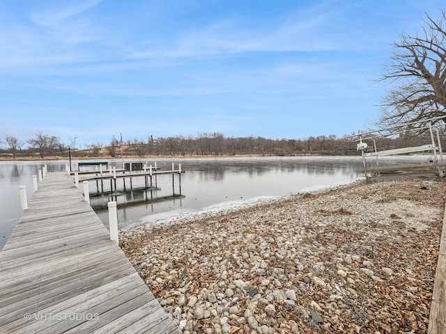 view of dock featuring a water view