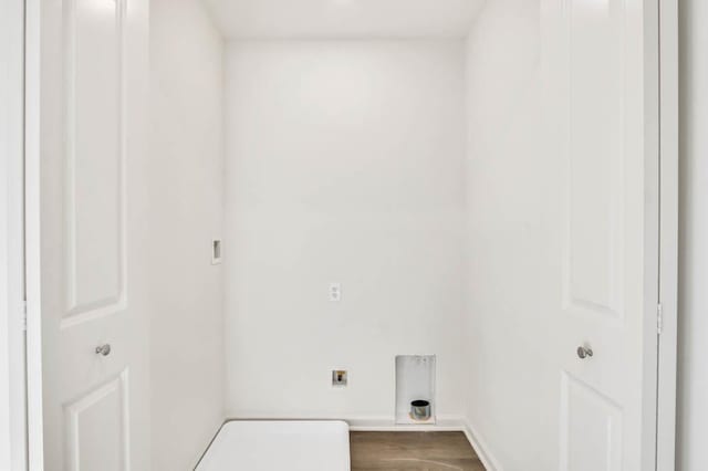 laundry area with electric dryer hookup and wood-type flooring