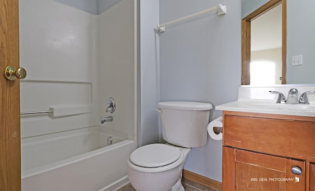 full bathroom featuring vanity, toilet, and shower / bath combination