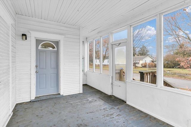 view of unfurnished sunroom