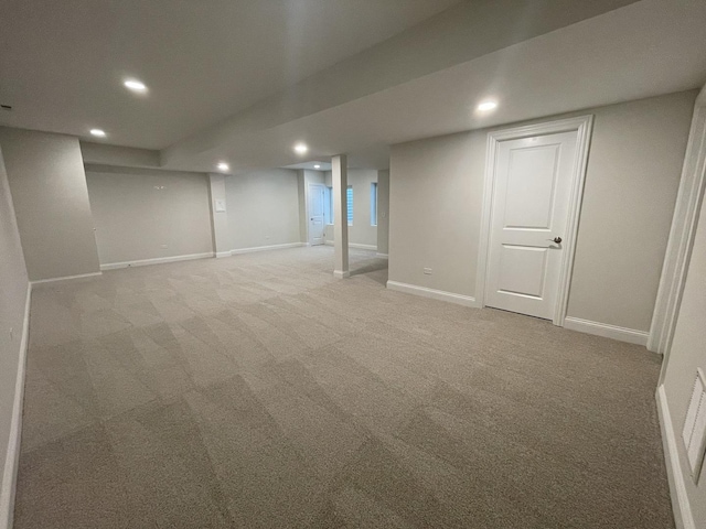 basement with carpet