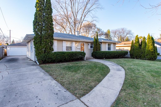 ranch-style home with a front lawn