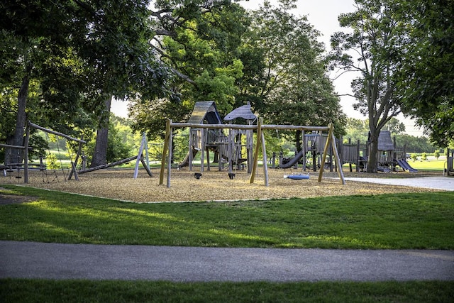 view of play area with a yard