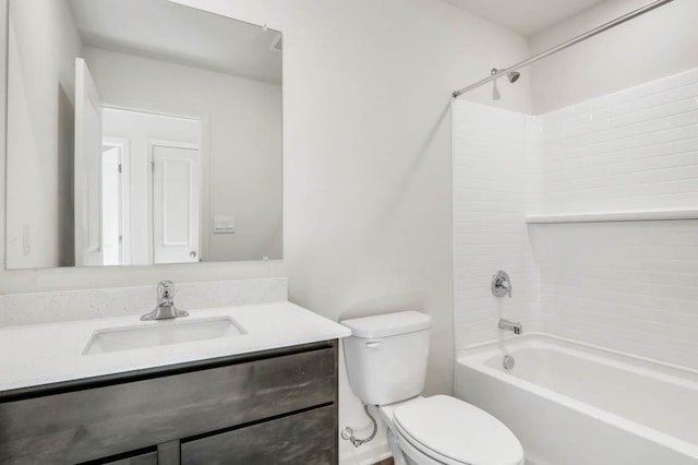 full bathroom featuring vanity, toilet, and shower / washtub combination