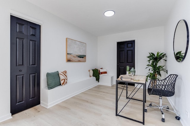 office space featuring light hardwood / wood-style floors