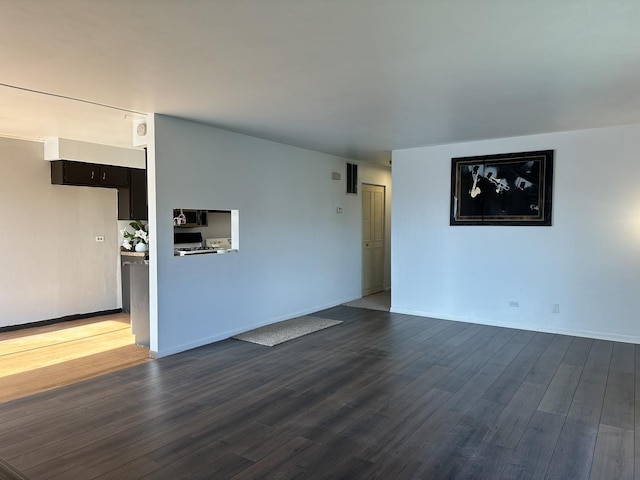 unfurnished living room featuring dark hardwood / wood-style floors