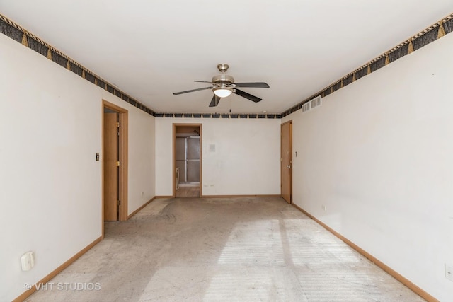 spare room featuring ceiling fan