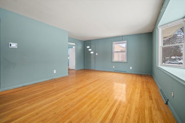 unfurnished living room featuring light hardwood / wood-style flooring