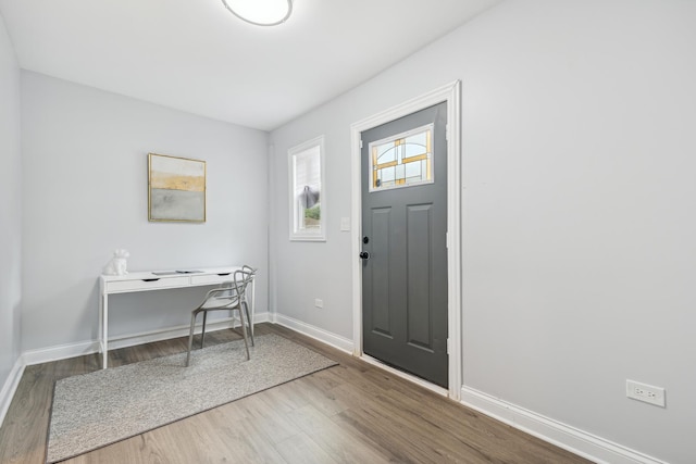 office area with hardwood / wood-style flooring