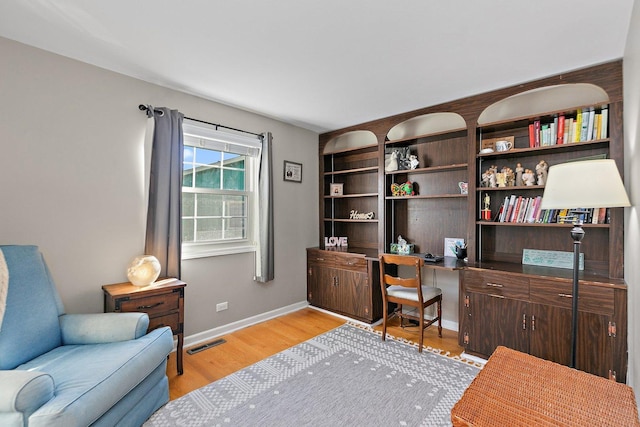 office area featuring light hardwood / wood-style flooring