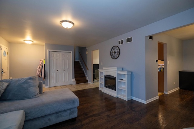 living room with hardwood / wood-style flooring