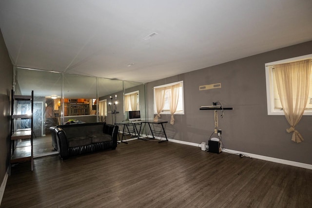 living room featuring dark hardwood / wood-style flooring