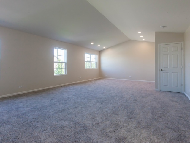 20137 Preston Ln, Lynwood, IL 60411 - carpeted empty room featuring recessed lighting and vaulted ceiling