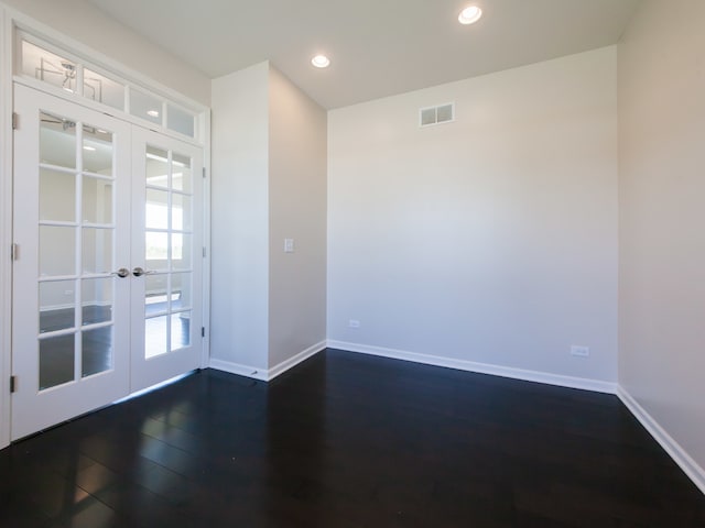 20137 Preston Ln, Lynwood, IL 60411 - unfurnished room featuring french doors, dark wood-style floors, and recessed lighting
