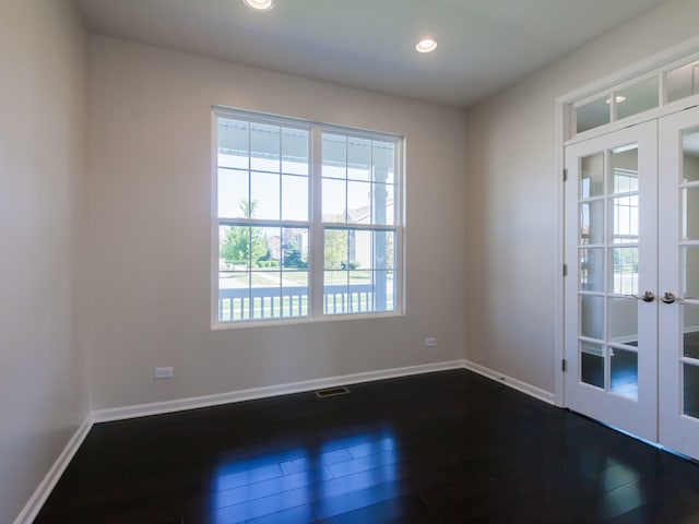20137 Preston Ln, Lynwood, IL 60411 - unfurnished room with french doors, dark wood-style flooring, and recessed lighting