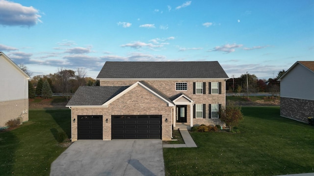 20149 Preston Ln, Lynwood, IL 60411 - traditional-style home featuring a front lawn, brick siding, driveway, and an attached garage
