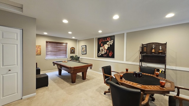 20149 Preston Ln, Lynwood, IL 60411 - game room featuring recessed lighting, light colored carpet, and billiards table