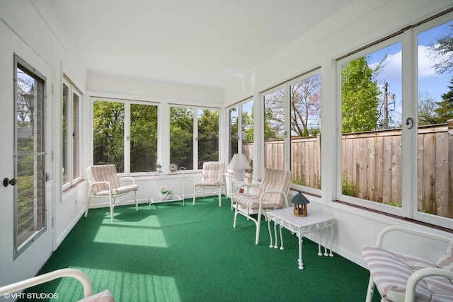 view of unfurnished sunroom