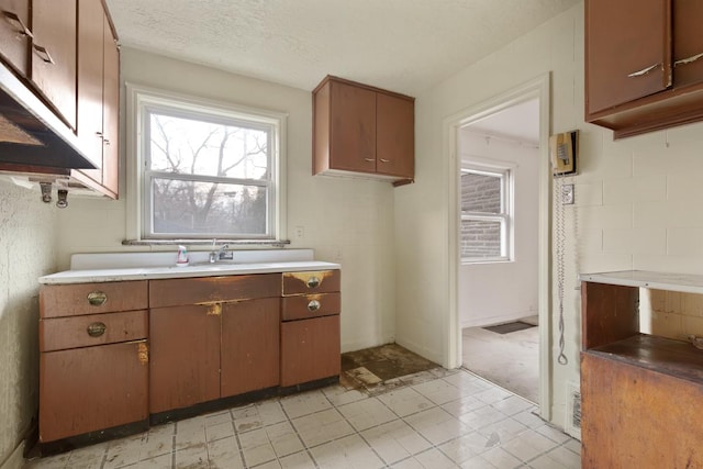 kitchen featuring sink and a textured ceiling