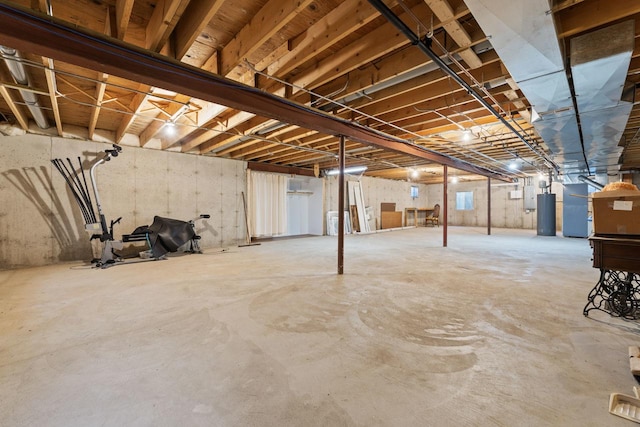 basement featuring water heater