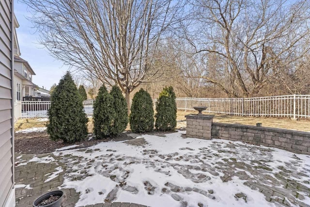 view of yard covered in snow