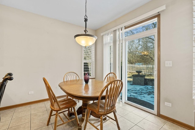 dining room with light tile patterned floors