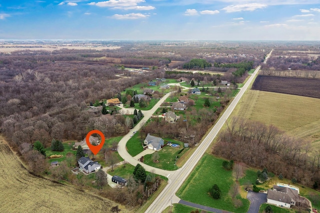 bird's eye view featuring a rural view