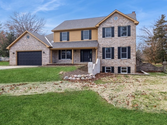 front of property featuring a garage and a front yard