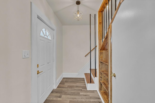 foyer with light hardwood / wood-style floors