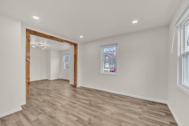 empty room featuring light hardwood / wood-style flooring